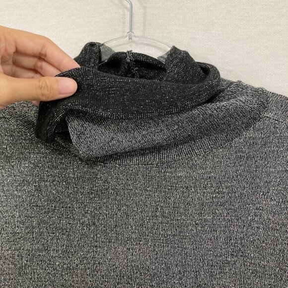 Peruvian Connection Medium Gray Silver Long Sleeve Cowl Neck Fine Knit Top - Picture 3 of 8